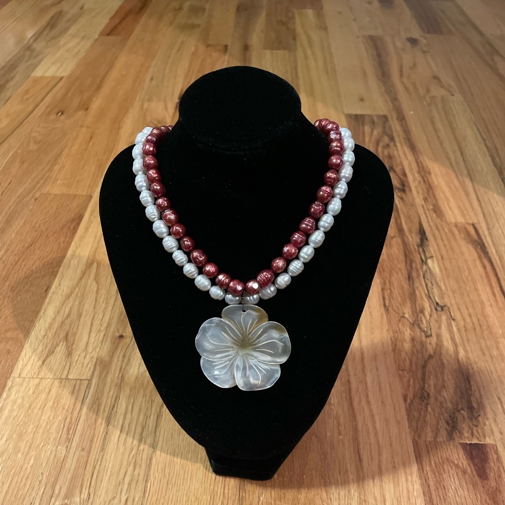 Handmade plumeria flower necklace